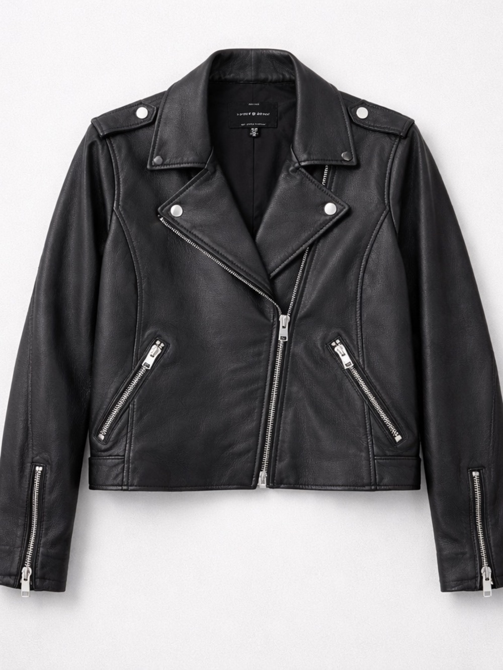 Lucky Brand Black Leather Asymmetrical Moto Jacket